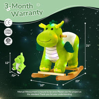 Glow Guards green dinosaur rocking horse with seat belt and plush dinosaur, set of 2 - view 7