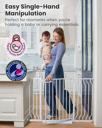 Mom's Choice GROWNSY Baby Gate, 29.5"-53" Auto-Close Dog Gate for Stairs & Doorways, Pressure-Mounted Easy Install Baby Gate - No Drill, Anti-Trip, Walk Through, Safe & Durable