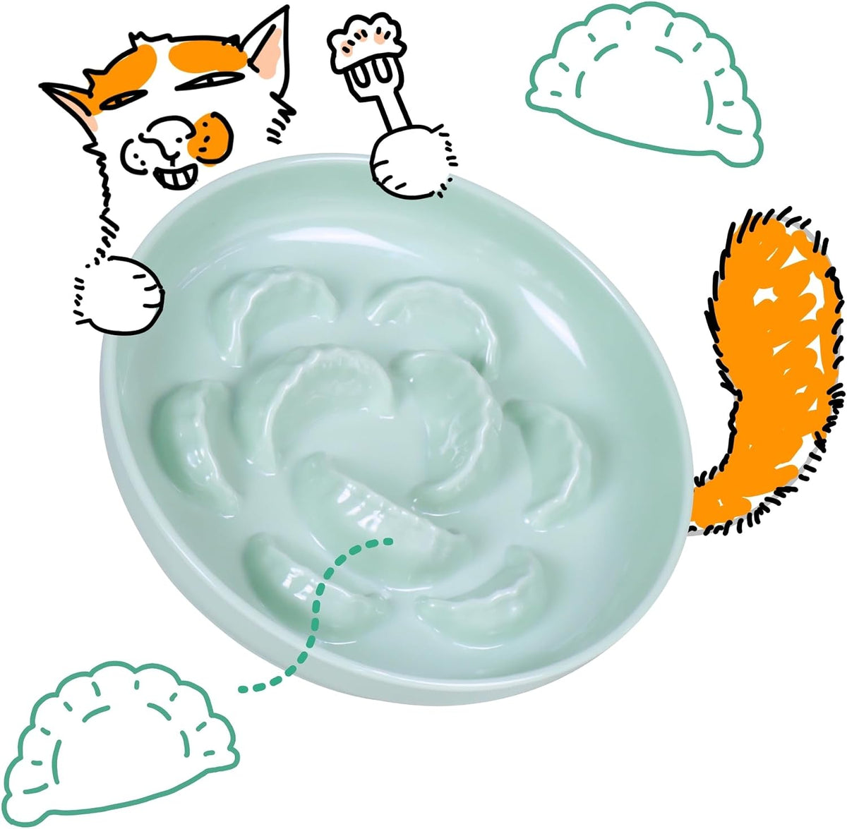 Slow Feeder Bowl for Cats and Small Dogs - Green / 6.3''W x 1.5''H