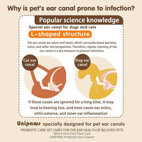 UNIPAWS Pet Ear Drops & Wipes Set for Dogs & Cats – Veterinary-Approved Ear Cleaner & Deodorizer – Reduces Wax Buildup, Relieves Itching & Infection – 5.1 fl oz + 50 PCS Finger Wipes – Made in Korea