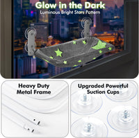 Glow in the Dark Cat Window Perch, Foldable Cordless Pet Hammock - 2PC Stars - M - image 3