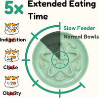 2 Pcs Cat Slow Feeder Bowl - Shell White + Seafoam Green + Buttercream / 6.2'' - image 3