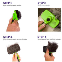 Tubby Potato™ Self Cleaning Slicker Brush - Deshedding Brush for Long and Short Haired Pets. Comfortable and Safe for Senitive Skin. Great for Dogs, Cats, and other Small Animals- Green
