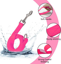 Waterproof Dog Leash, 5/6 FT Durable Odor-Proof Dog Leashes with Strong Metal Hooks Fits Small - Pink / 6FT - 1 inch Width - image 2