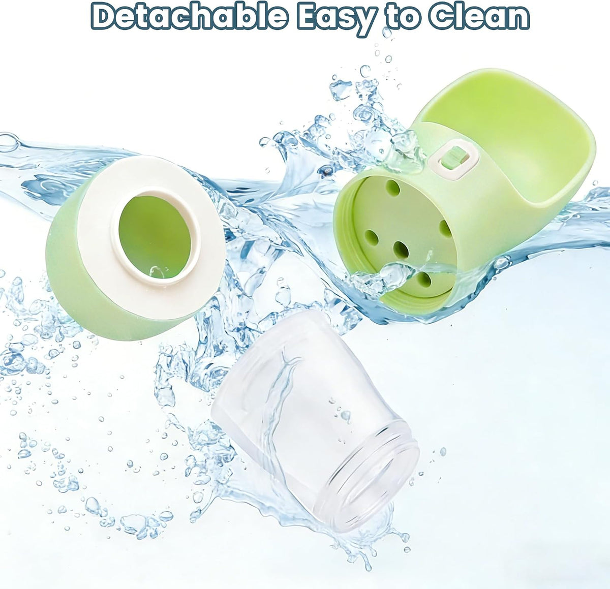 Portable Dog Water Bottle with Food Container Dishwasher Safe-Pink – Essentials for Dogs - Light Green - image 4