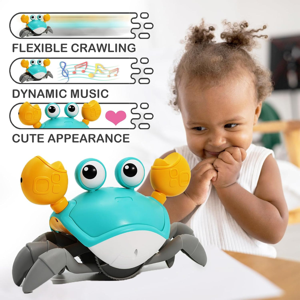Pbooo Crawling Crab Baby Toy - Green - image 2