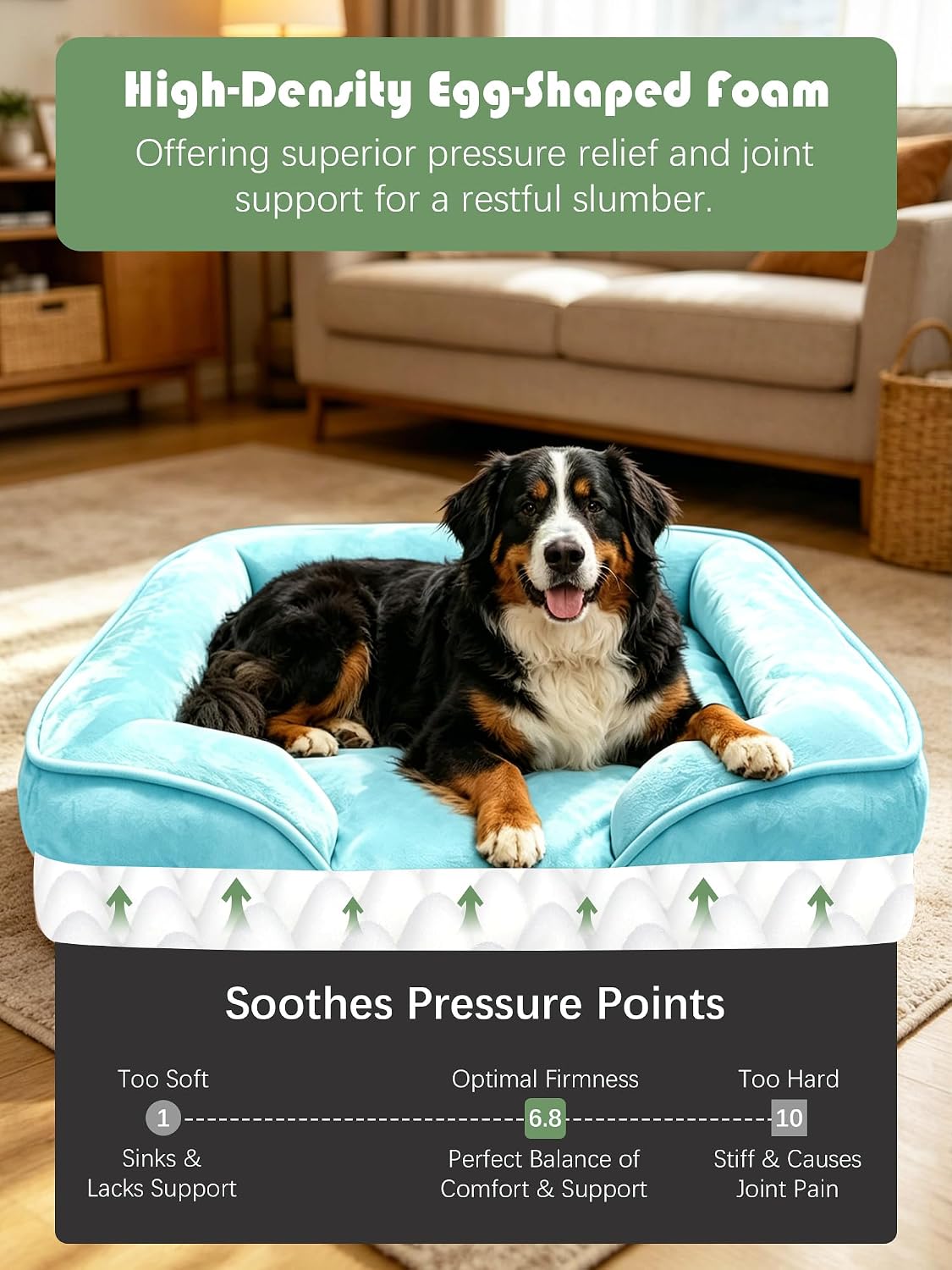Spotted Play Orthopedic Dog Bed with Sides - Ice Blue / 48.0"L x 35.0"W x 8.0"Th - image 4