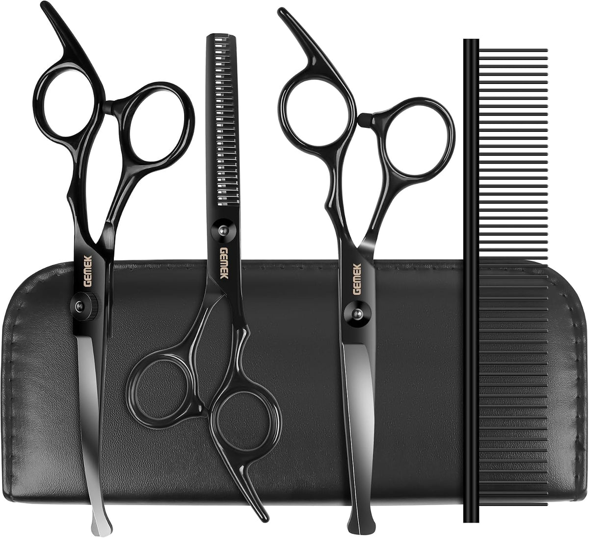 Dog Grooming Scissors with Safety Round Tips Stainless Steel – Essentials for Dogs - Charcoal