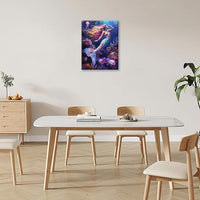 Sea Mermaid Bathroom Pictures Wall Art, Ocean Mermaid Bathroom Wall Decor, Aesthetics Framed Painting Canvas Artwork for Bedroom Living Room Decorations 20"L x 16"W