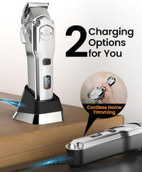 oneisall Dog Clippers for Grooming Thick Hair Professional,Cordless/Low Noise Pet Grooming Kit with Detachable Metal Combs, Rechargeable Heavy-Duty Pet Clippers for Thick/Curly/Fine/Wavy Hair (Sliver)
