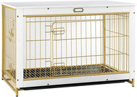 HOOBRO Dog Crate Furniture, 38.6" Large Dog Kennel Indoor - 38.6"L x 25.6"W x 26.9"H / White