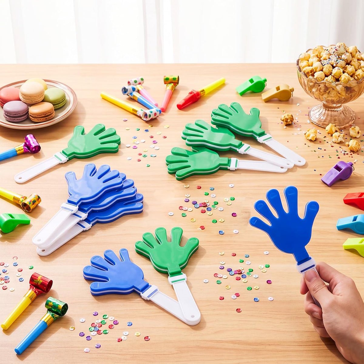 Junkin 48 pack blue and white plastic hand clapper noisemakers - view 31
