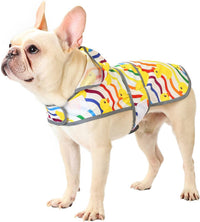 Dog Raincoat, Waterproof Dog Rain Jacket with Hood - Rainbow Ducks / Medium - image 3