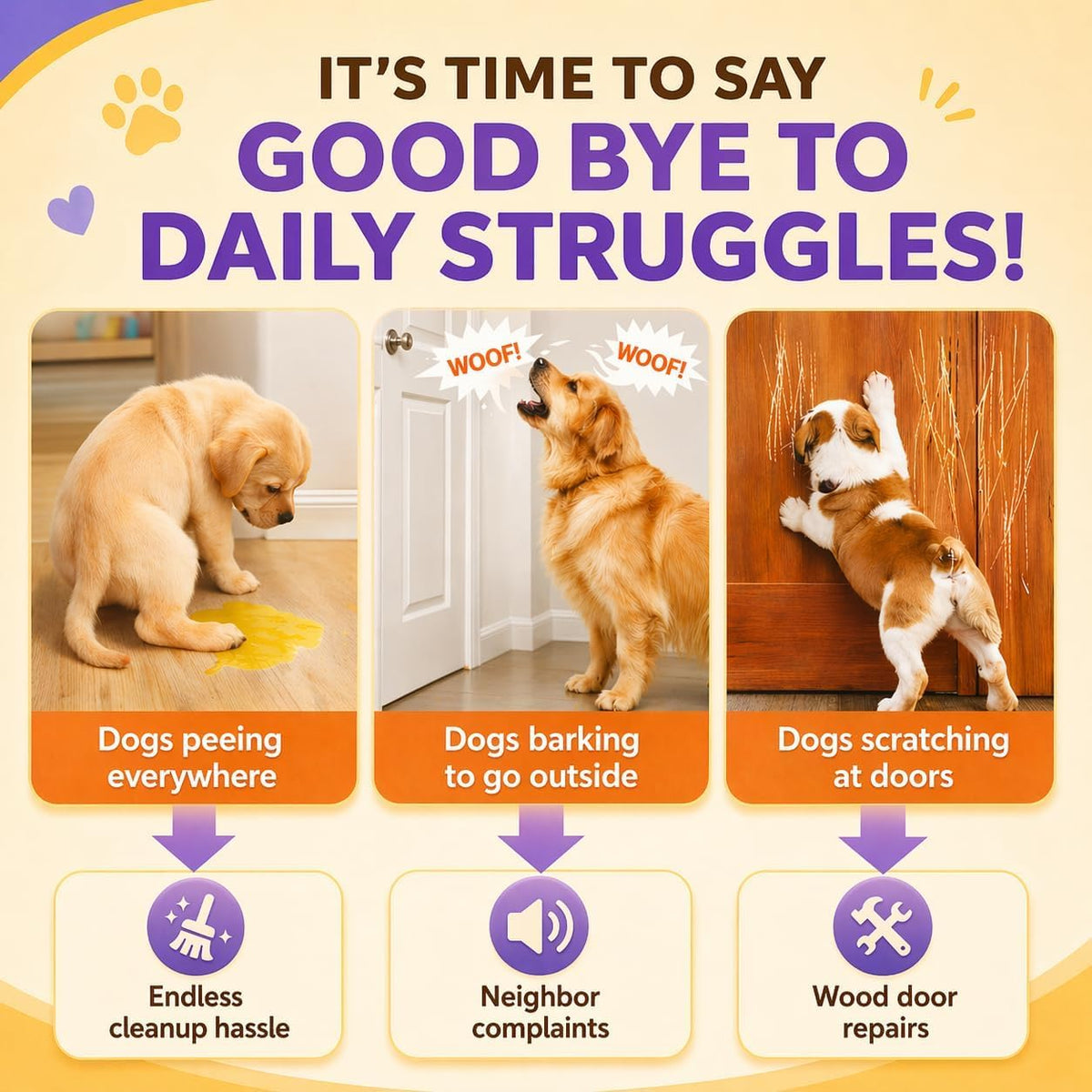 Dog Training Bells for Door - 1 Purple-yellow Button - image 2
