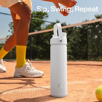 Insulated Water Bottle with Straw Stainless Steel Water Bottle, Leak-Proof, BPA-Free, Double Wall Vacuum Keeps Cold for 24 Hours for Sports, Travel, School (18 oz, Polar White)