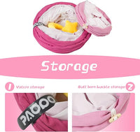 Cat Tunnel, Large Indoor Durable Collapsible Interactive Cat Tube with Peek-A-Boo Hole, Hanging Toys, and Crinkly Paper Lining - Cute Tunnel for Cats, Kittens, Puppies & Rabbits, Pink