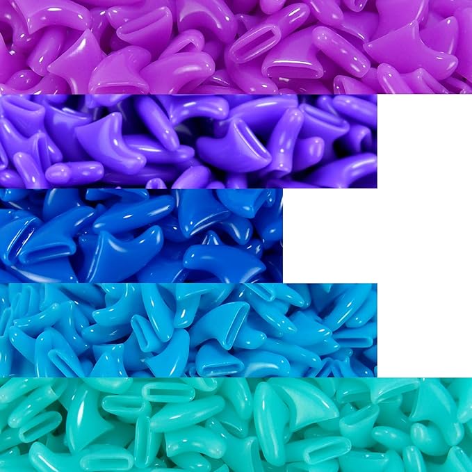 zetpo 100 pcs Cat Nail Caps | Cat Claw Covers | with Adhesives and Applicators (S, Purple, Violet, Blue, Sky Blue, Turquoise)