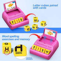 Montessori Matching Letter Game Toys for 3 4 5 Year Old Boy Girl - Big Size-Pink - image 3