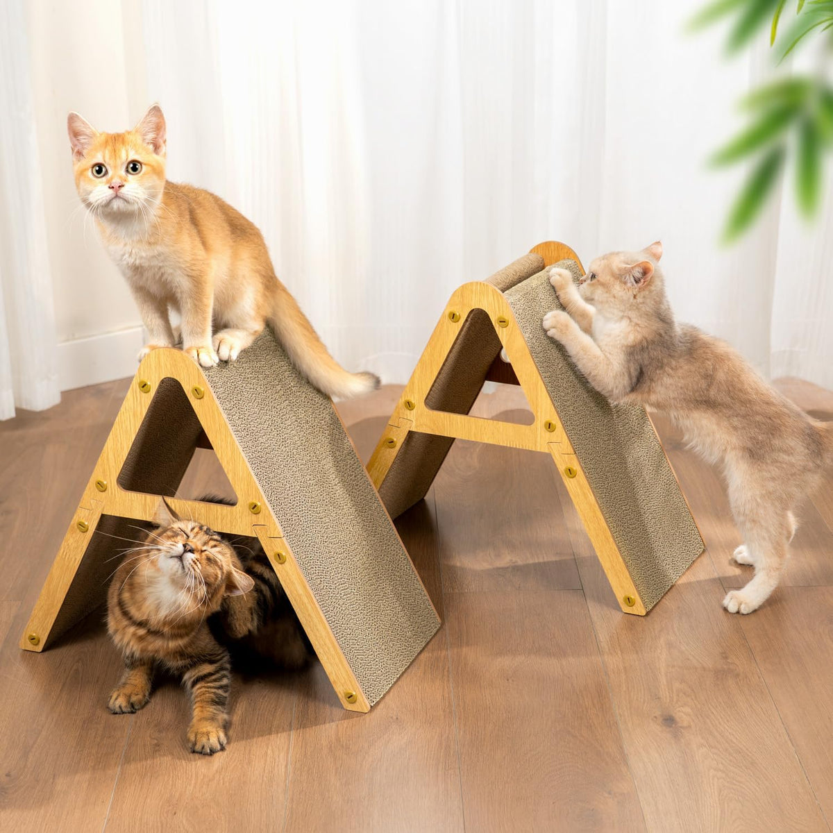 Conlun Vertical Cat Scratcher - 2 Pack-Small for Kittens under 10LBS / Light Wood