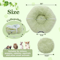 PEQULTI Beige Donut Cat Tunnel Bed Washable Plush Mat Multi for Small - Green - image 3