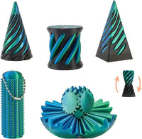 Four 3D printed Halloween spiral pumpkin passthrough fidget toys - view 5