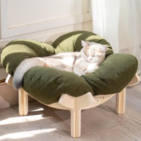 Elevated Cat Bed for Indoor Cats Couch Sofa Flower – Essentials for Cats - Green
