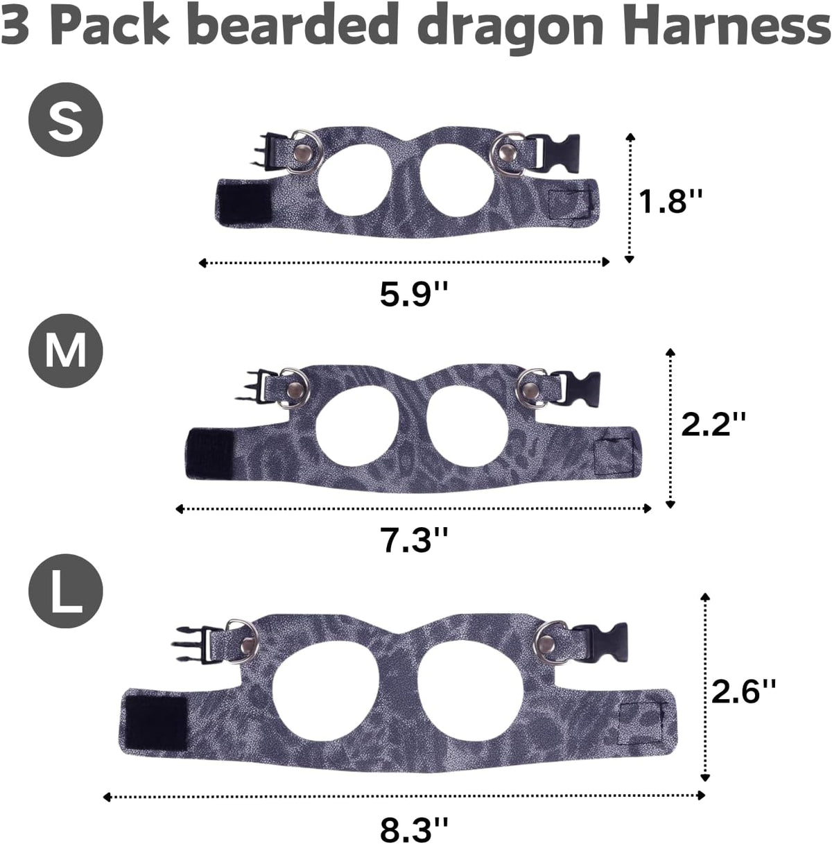 3 Pack Bearded Dragon Harness and Leash Set - Blue Leopard - image 2