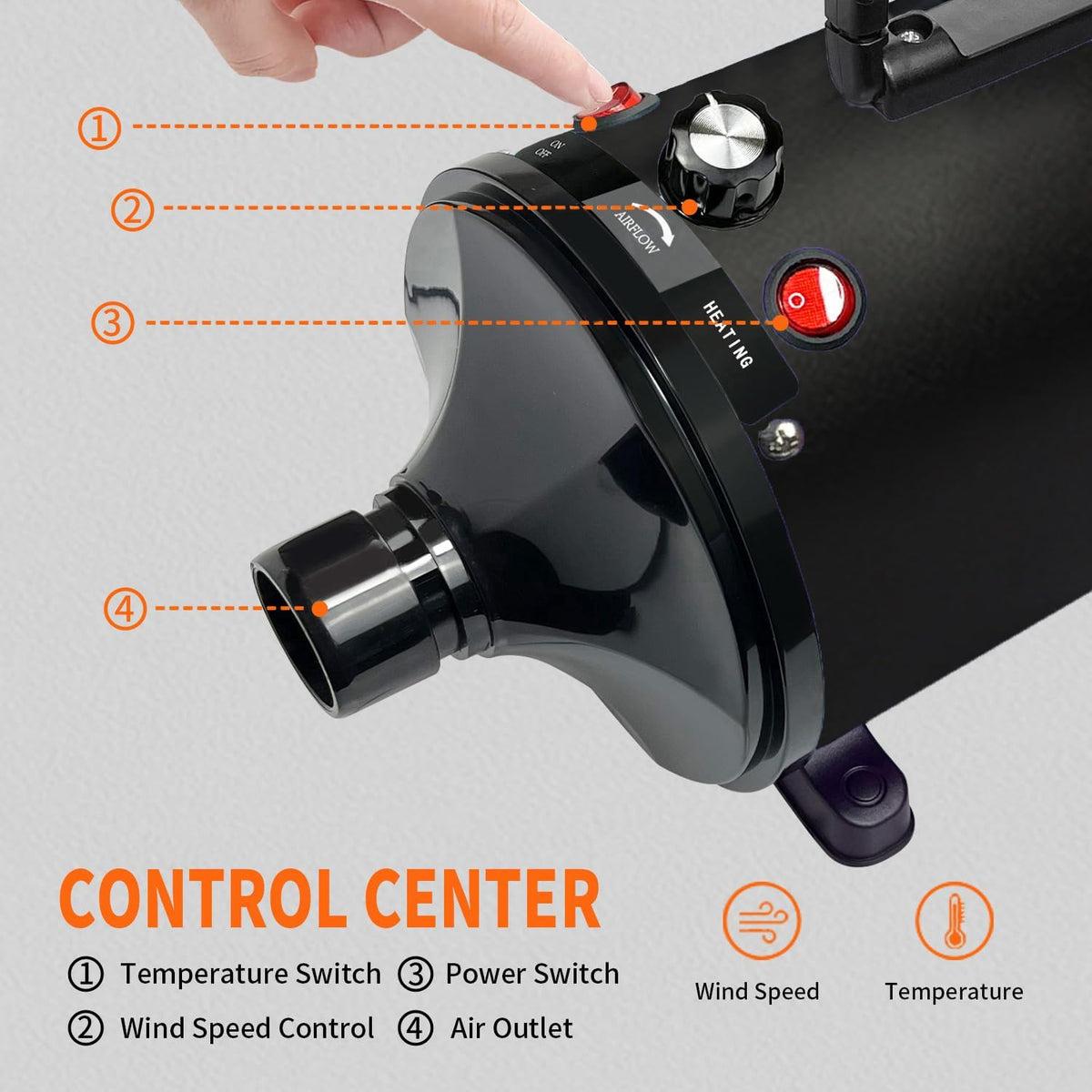 Dog Dryer for Pet Grooming, High-Velocity Force Blow Dryer – Essentials for Dogs - Black Ms - image 4