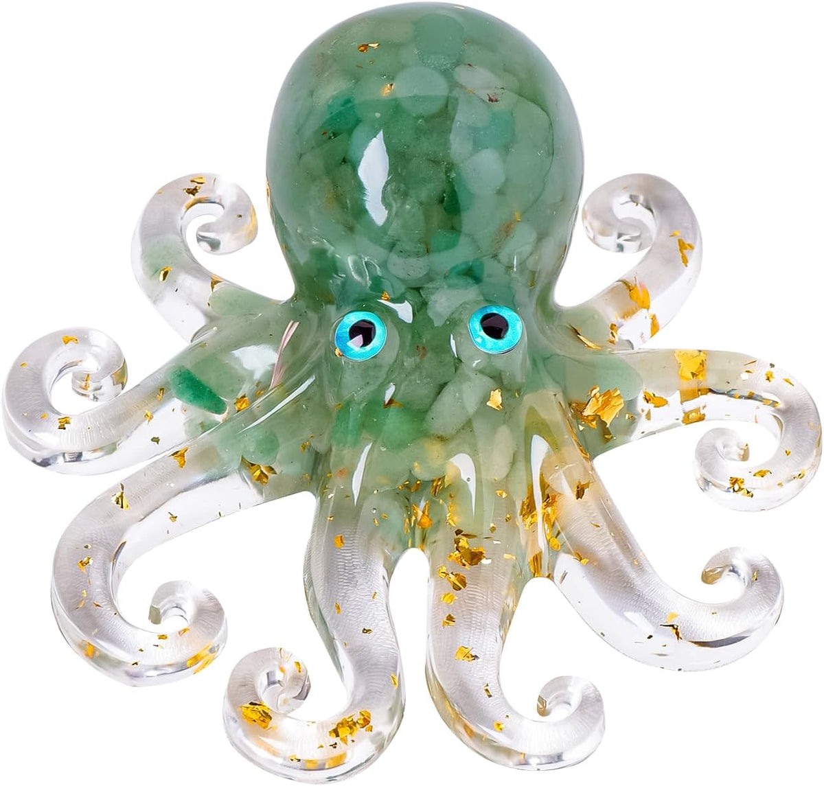 Octopus Aquarium Ornament, Rose Quartz Gravel, 3.93" – Essentials for Fish - 3.93"*3.93"*1.57" / Green-aventurine-octopus