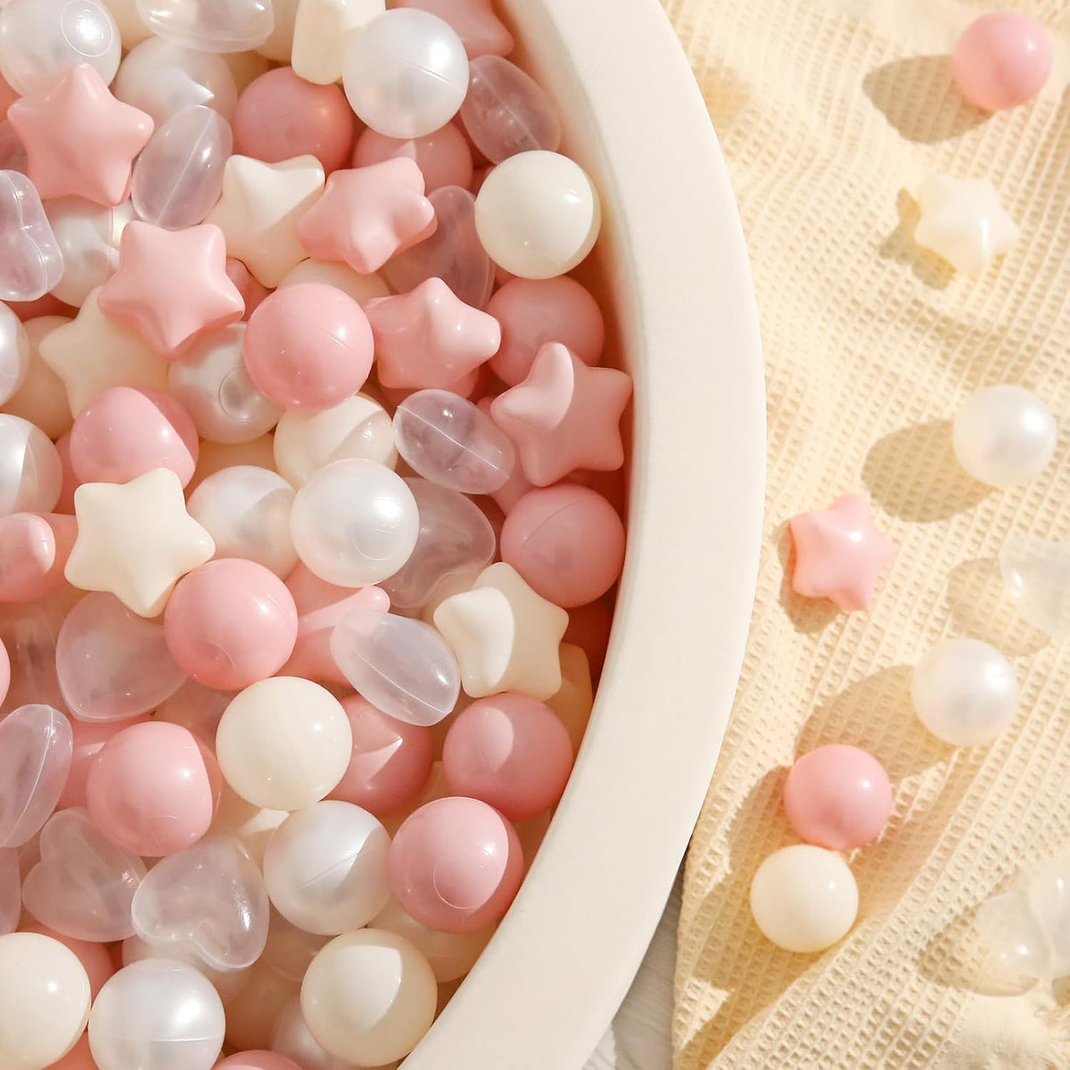 TRENDPLAY Ball Pit Balls Star and Heart Shapes for Toddlers - Pink Beige Pearl White / 100 - image 2