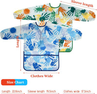 2 Pcs Kids Art Smock Painting Toddler Smock Long Sleeve with 3 - Blue+green / 2 - image 2