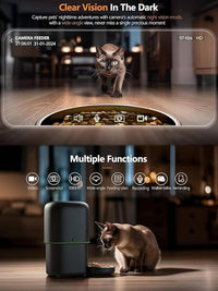 Automatic Cat Feeder with Camera - 5G WiFi Auto Cat Food Dispenser, 1080P HD Video with Night Vision, 1-15 Meals, 1-99 Portions, 2-Way Audio, Keeps Food Fresh, 4L Timed Pet Feeder Also for Dogs