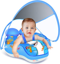 Baby Pool Float with Canopy UPF50+ - Shark / Large