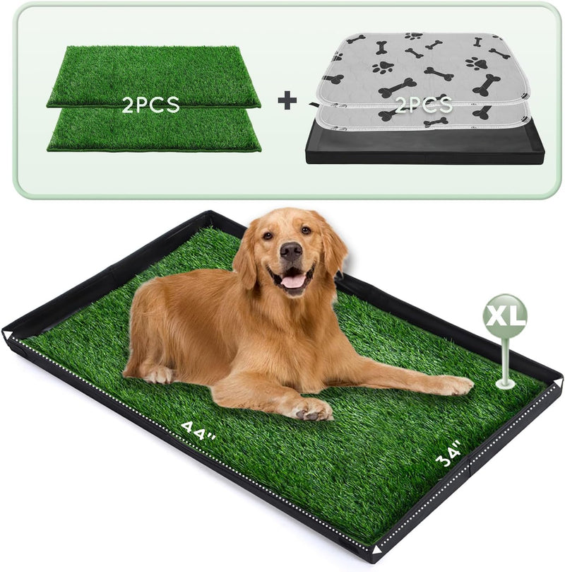 HQ4US 4LEGS Grass Pee Pads for Dogs Potty with Foldable Dog Litter Box – Daily Care for Dogs - X-Large for Dog＜ 38" Length