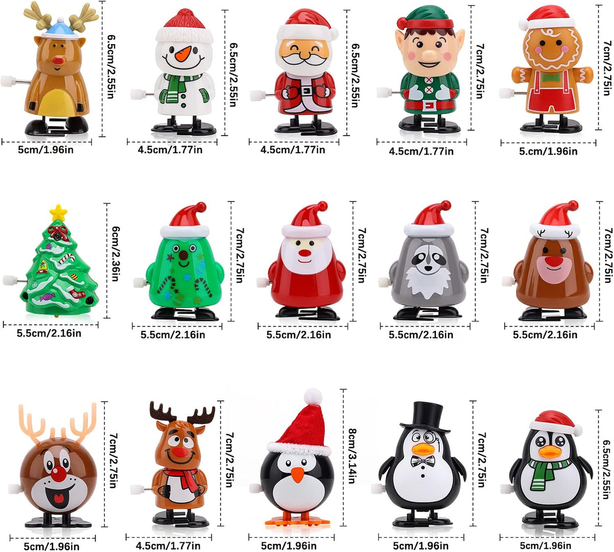 EEOCWF Christmas wind up toys for kids, 15 clockwork Santa, snowman and penguin figures - view 6