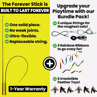 Forever Stick Unbreakable Cat Wand Toy, Durable Feather Teaser – Essentials for Cats - Forever Stick and Extra Toys and Strings - image 4