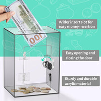 Clear Pink Piggy Bank with Lock & Key for Adults - Brown - image 3
