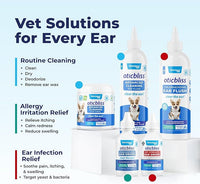 Vetnique Oticbliss Cat & Dog Ear Infection Treatment Drops - with 1% Hydrocortisone & MicroSilver BG for Dog Ear Infections - Vet Recommended Cat & Dog Ear Cleaner for Itchy Ear Relief
