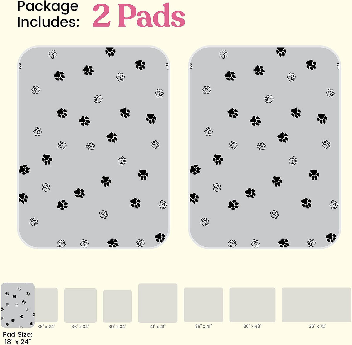 Super Absorbent Washable Pee Pads for Dogs - Rectangular - Gray / 18x24 - image 4