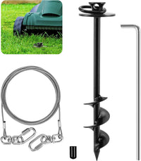 iklekione Dog Tie Out Stake, 360° Swivel -No Tangl - 14 ft Cable + Round head Stake