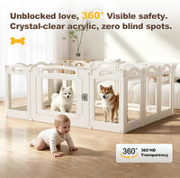 Foldable Clear Acrylic Dog Playpen with Door - White / 20 panels + 1 door / 23.6 inches - image 3