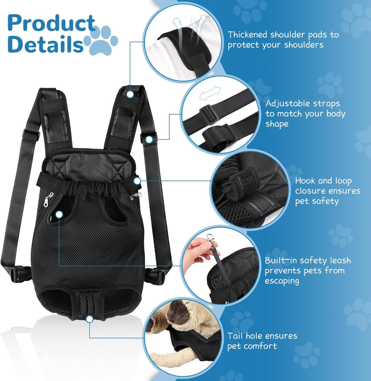 Pet Dog Carrier Backpack Adjustable Front Carrier for Small Dog Cat – Essentials for Dogs - 2 Pack(Black*1+Pink*1) / Medium (4-8lbs) - image 2