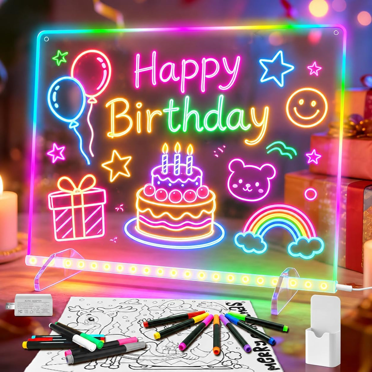 Signsxcel Led Note Board with Colors, 16''Drawing Tablet - Warm White