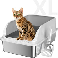 Stainless Steel Cat Litter Box with Lid - Pale Gray / XL / 1