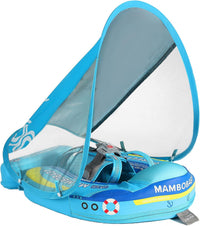 Mambobaby Float with Canopy Size Improved Non Inflatable Infant Baby - Boat Blue