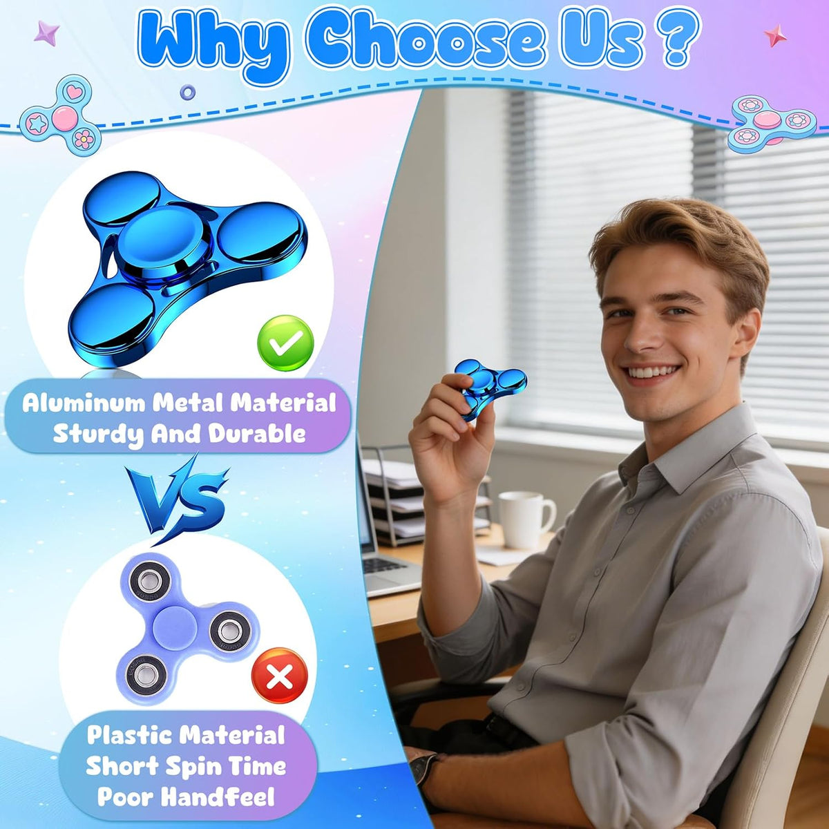 ATESSON Fidget Spinners Toy - Blue - image 3
