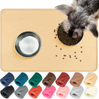 VIVAGLORY Pet Food Mat Flexmat Dog Bowl Mat, S - Beige Yellow / S (18.9 x 11.8in)