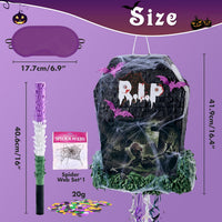 WERNNSAI Halloween skull pumpkin piñata in orange and black with spooky face - view 22