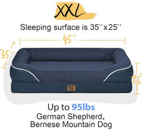 Washable Orthopedic Large Dog Bed - Extra Large Dog Bed with Bolsters Removable Orthopedic Foam Support Dogs Beds for XL Large Size Pet with Waterproof Cover Non-Slip Bottom