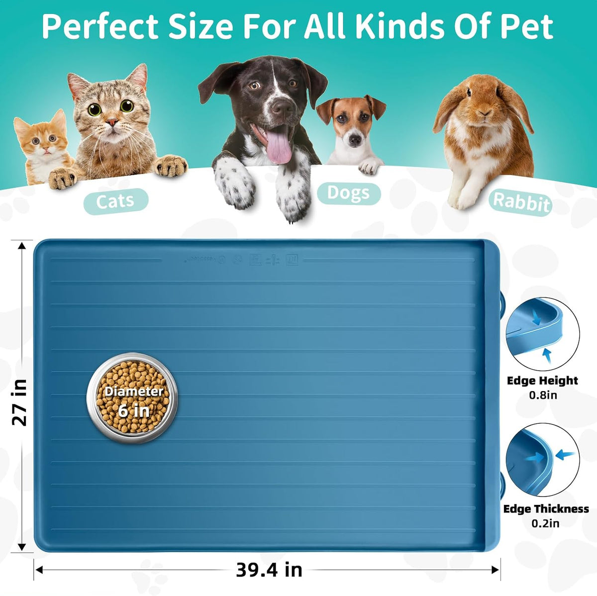 Dog Mat for Food and Water - Navy / 39.4"L x 27"W - image 2